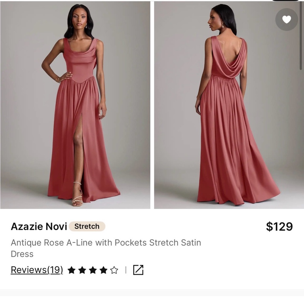 Azazie Bridesmaid Dress in Antique Rose with Cowl Back
